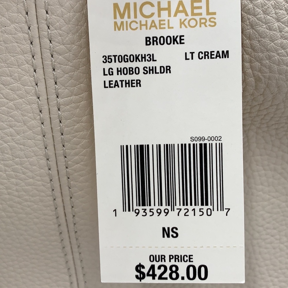 MICHAEL KORS BROOKE LARGE HOBO SHLDR LEATHER LIGHT CREAM COLOR - Picture 16 of 16